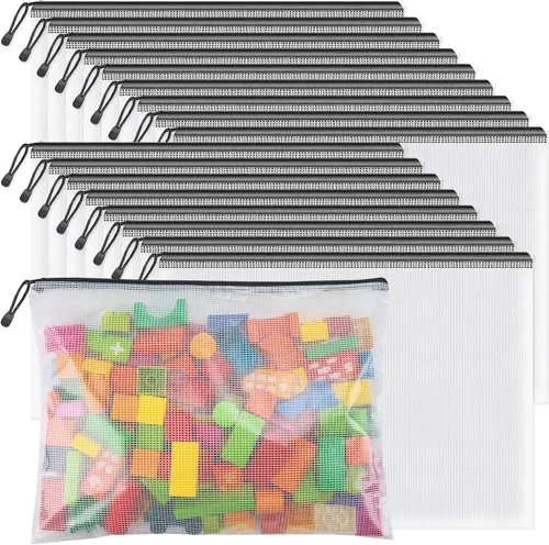 Miniatura 14 de Umriox Bolsa de Documentos de Malla con Cremallera, 9.5 x 7.1 pulgadas (Negro, 18 Paquetes), Bolsas Transparentes con Cremallera, Bolsas