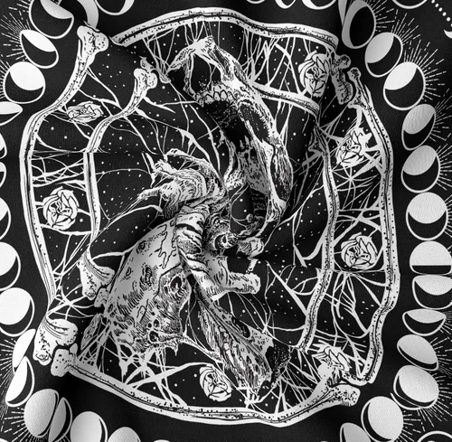 Miniatura 3 de Tapzen Tapiz gótico de tarot de fase lunar para dormitorio, para colgar en la pared de terror en blanco y negro (90 x 70 pulgadas)