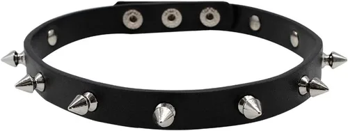 Miniatura 2 de Pulsera con tachuelas de cuero Gargantilla Punk Spike Rivet Cuff Metal Negro Pulsera
