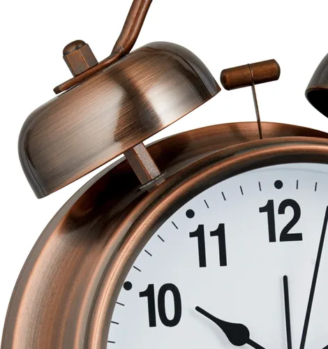 Miniatura 8 de Bernhard Products Reloj despertador analógico de doble campana retro de metal cobre de 4 pulgadas, cuarzo extra fuerte, funciona