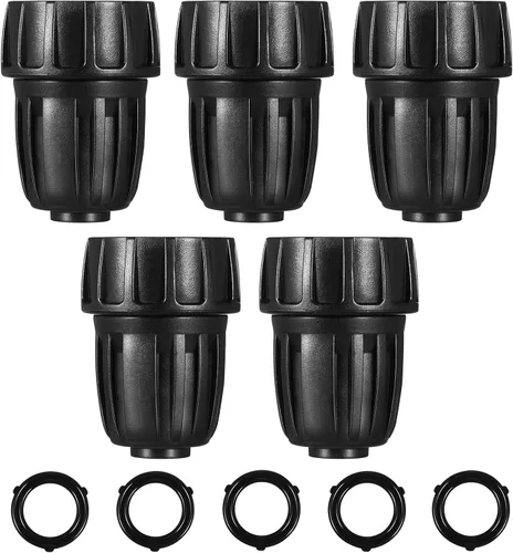 Miniatura 9 de Paquete de 5 adaptadores de manguera de riego por goteo, adaptador de manguera de riego por goteo, conector de grifo con arandelas para sistema