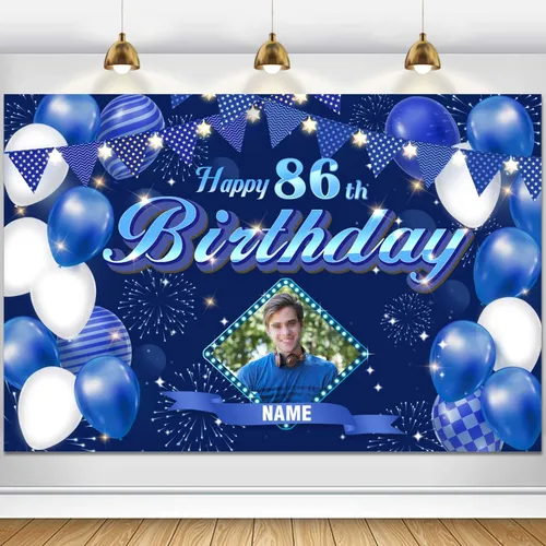 Miniatura 12 de Dicodes Fondo de decoración de feliz cumpleaños número 100 color azul marino personalizado, cartel con purpurina, pancarta, suministros