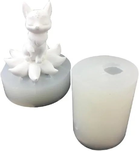 Miniatura 10 de Molde de resina epoxi con forma de zorros de nueve colas, antiadherente, vela perfumada, molde de silicona, manualidades de yeso, herramienta
