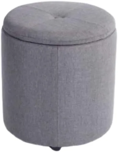 Miniatura 8 de Taburete otomano moderno tapizado redondo reposapiés otomano con pies antideslizantes otomana de almacenamiento de tela para sala de estar, muebles