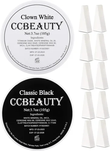 CCbeauty Maquillaje de esqueleto de Halloween de 7.4 onzas, pintura facial en blanco y negro, kit de pintura facial profesional de gran capacidad
