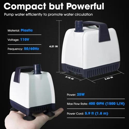 Miniatura 6 de Bomba de agua para acuario para cambio de agua de pecera, pequeña bomba sumergible para acuario de 25 W, mini bomba de agua para acuarios, bomba