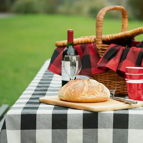 Miniatura 2 de Mantel rectangular de 60 x 104 pulgadas con clips para mantel, mantel rectangular para cocina, comedor, mantel de picnic o campamento, lavable y a