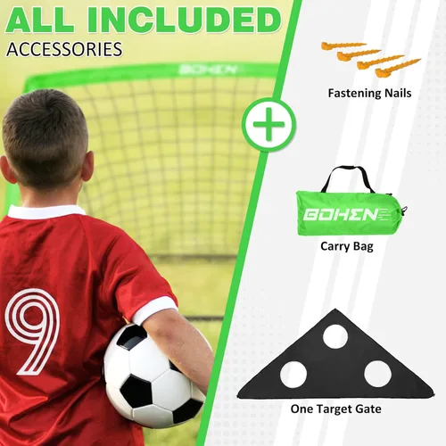Miniatura 5 de BOHEN 6x4 FT / 9x5 FT Kids Soccer Goals with Carry Bag, Portable Folding Soccer Net for Backyard Training, Indoor/Outdoor Use for Youth and Adult