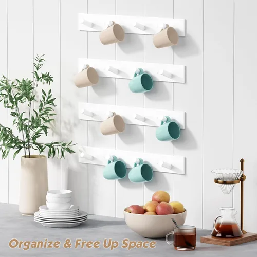 Miniatura 7 de Forbena Perchero Negro de Montaje en Pared Paquete de 4, Ganchos Rústicos de Granja para Pared, Perchero Vertical Colgante para Sombreros