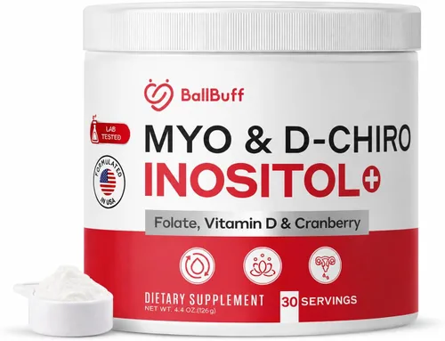 Myo-inositol y D-Chiro Inositol en polvo - Proporción 40:1 con folato, vitamina D y arándano - Suplemento de inositol para mujeres - Suministro para