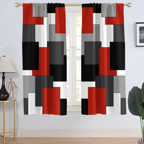 Miniatura 29 de AAtter Cortina de Ventana Verde Azulado y Negro Turquesa Aguamarina Gris Blanco Abstracto Moderno Oscuro Masculino Sala de Estar Dormitorio Cortinas