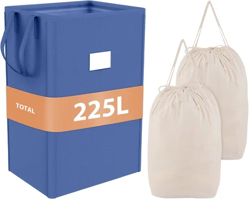 Miniatura 8 de MCleanPin Cesta de lavandería plegable de 225 litros con bolsas de lavandería, cesta de ropa sucia, cesta de lavandería con asas, cesta plegable