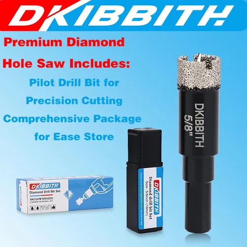 Miniatura 6 de DKIBBITH Juego de brocas de diamante de 5/8" con broca piloto - Paquete de 2 brocas de diamante de 5/8" con punta de diamante para agujeros