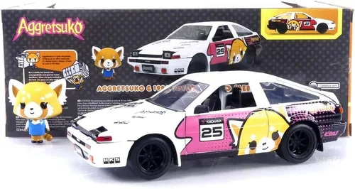 Miniatura 10 de Jada Toys Sanrio 1:24 1986 Toyota Trueno (AE86) - Figura de coche fundido a presión y Aggretsuko, juguetes para niños y adultos (33725)