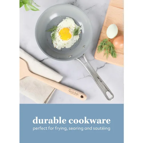 Miniatura 4 de Sur La Table Kitchen Essentials - Sartén de 8 pulgadas, sin PFA, de cerámica, de titanio, antiadherente, de aluminio forjado, color verde