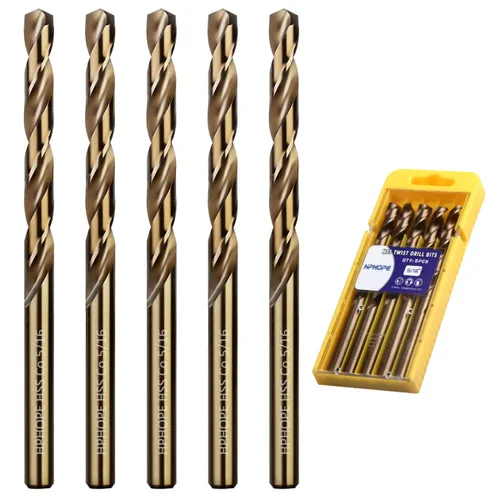 Miniatura 8 de Brocas de cobalto de 1/4 pulgada 10 piezas - Juego de brocas de metal con torsión de HPHOPE M35 HSS, brocas de trabajo de longitud y vástago recto