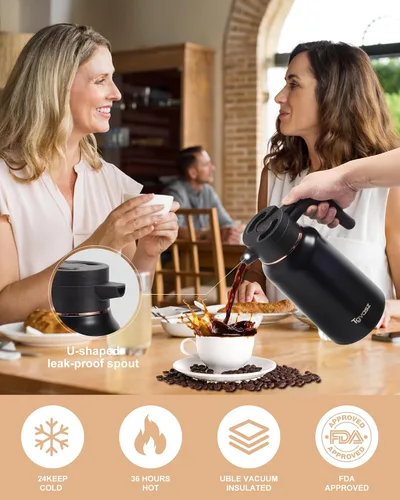 Miniatura 8 de Garrafas de 34 onzas para líquidos calientes, acero inoxidable aislado al vacío jarras de café térmicas para mantener caliente, dispensador de café