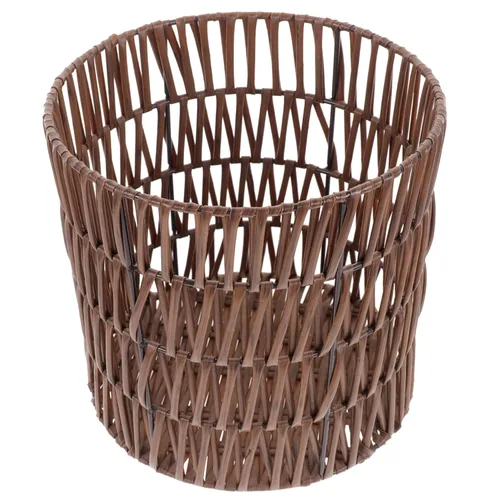 PRETYZOOM Bote de basura de mimbre para decoración del hogar, marrón, parte superior abierta