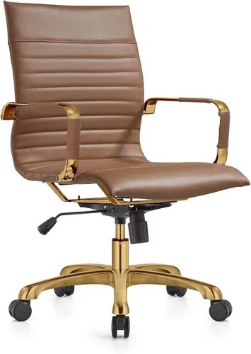 Miniatura 26 de LeisureMod Harris - Silla de oficina ejecutiva ergonómica moderna, silla de escritorio de piel con respaldo alto con altura ajustable, control