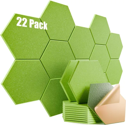 Miniatura 50 de Paquete de 12 paneles acústicos autoadhesivos de 12 x 10 x 0.4 pulgadas, paneles de espuma a prueba de sonido con alta densidad, diseño forrado