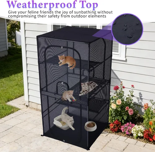 Miniatura 5 de Catio - Jaula grande para gatos de 61.4 pulgadas de alto, con perchas de 4 niveles, corralito para gatos de patio, gatito, perrera para múltiples
