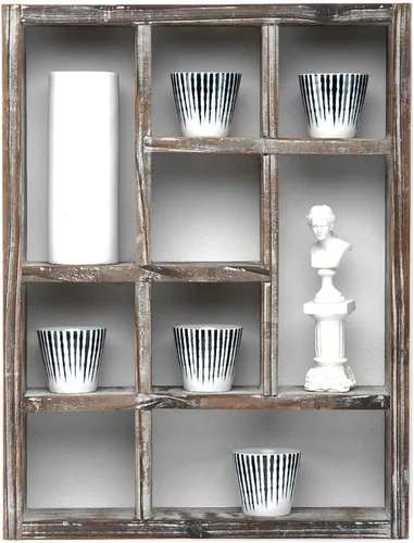 Miniatura 8 de J JACKCUBE DESIGN MK570A - Estante rústico multiranura, con 9 compartimentos, caja de sombra para montaje en pared, para colección, estuche cuadrado