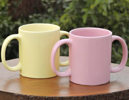 Miniatura 2 de HealthGoodsIn Juego de 2 tazas de doble asa (taza de doble agarre) para una sujeción segura, 11.83 onzas líquidas (color pastel)