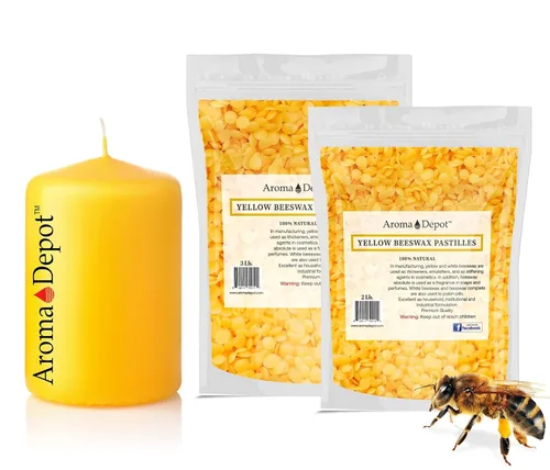 Miniatura 3 de Aroma Depot Pellets de cera de abeja amarilla de 4 onzas, 100% cera de abejas pura natural, 3 filtradas, ideal para piel, cara y cuerpo, ideal
