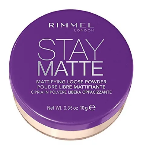 Rimmel London Stay Matte 001 Transparent - Polvo suelto, hasta 8 horas de uso, reduce el brillo, difumina los poros, 0.35 onzas