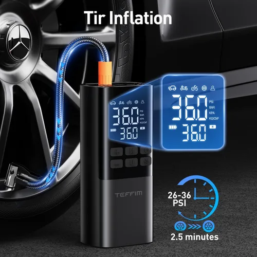 Miniatura 2 de Inflador de Neumáticos Compresor de Aire Portátil - Bomba de Aire para Neumáticos de Coche, Portátil para Coche con Medidor de Presión, Inflador