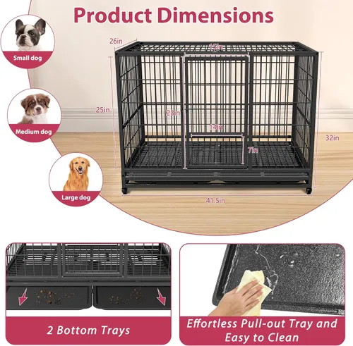 Miniatura 7 de Jaula para perros resistente, perrera indestructible para interiores para perros grandes, jaula para perros de alta ansiedad, perrera grande