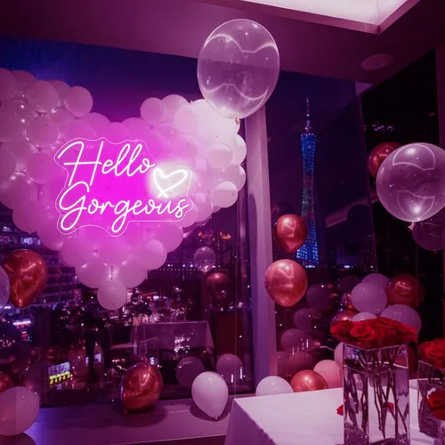 Miniatura 6 de Neonwall - Letrero de neón con texto en inglés "Hello Gorgeous para bodas, decoración de habitación de dormitorio, fiesta de cumpleaños, centro