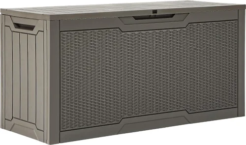 Miniatura 47 de YITAHOME Caja grande de resina de 100 galones, cajas de almacenamiento al aire libre para muebles de patio, cojines de exterior, herramientas