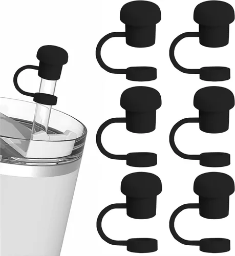 Tapas de pajita negras para vaso Stanley Tumbler 30 40 oz, 6 piezas de tapas simples para pajitas para vasos de agua Stanley, tapas a prueba de