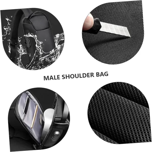 Miniatura 6 de VALICLUD Mochila de viaje impermeable bolsa de pecho bolsa inclinada tela Oxford bolsa de mensajero deportivo hombre hombres bolsas de hombro, Negro
