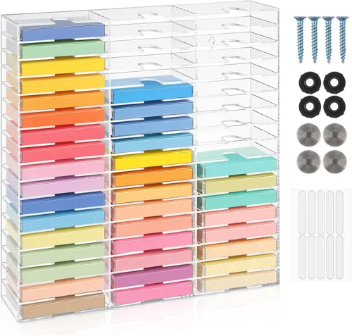 DoubleFill 51 ranuras de acrílico transparente para almacenamiento de cinta de casete fácil clasificación y organización de cintas de casete,