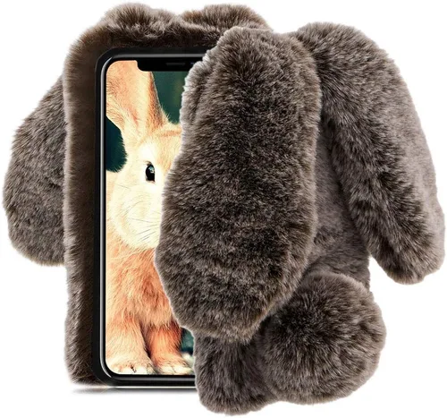 Miniatura 6 de Funda compatible con Samsung Galaxy Note 20 5G, de piel de conejo, bonita funda 3D casera con diamantes para invierno, cálida, suave, peluda, Púrpura