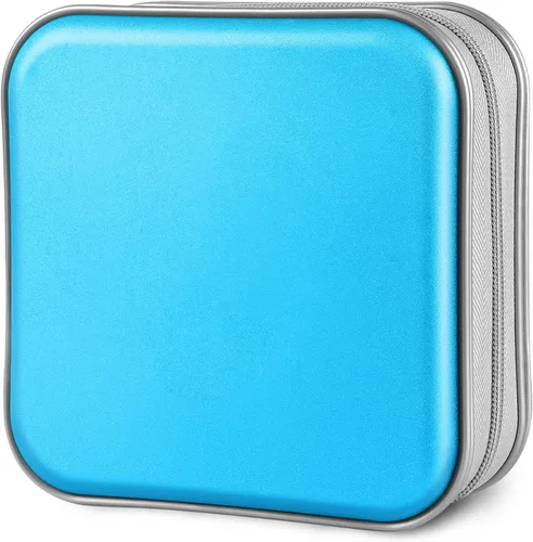 Miniatura 20 de Siveit Estuche para CD, Capacidad para 40 CD/DVD, Cartera Portadora de Estuches de Plástico Duro para Discos DVD, Carpeta de Almacenamiento