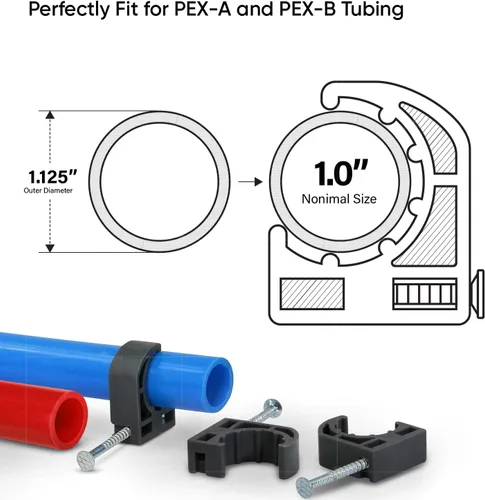 Miniatura 3 de HIGHCRAFT - Gancho en forma de J con clavo para tubos de Pex, color negro