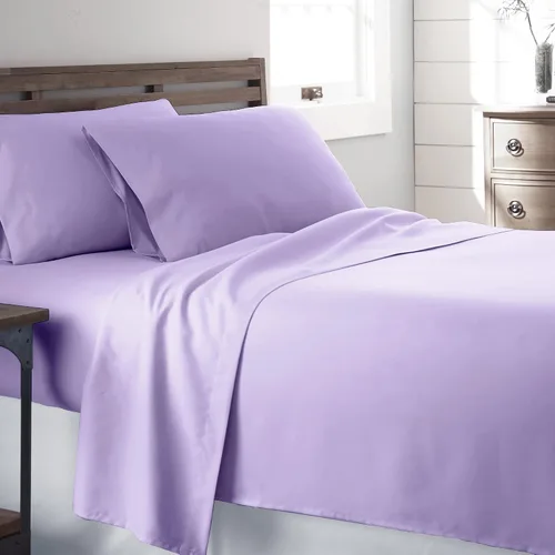 Juego de sábanas de 800 hilos, 4 piezas, 100% algodón puro, sábanas individuales de color lavanda, algodón de fibra larga, juego de ropa de cama