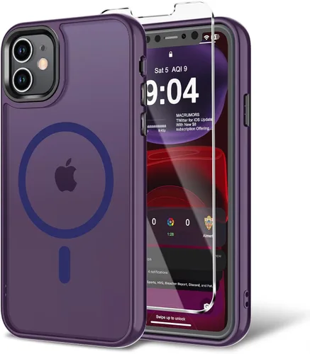 Miniatura 115 de Funda para iPhone 11 con protector de pantalla, compatible con MagSafe, ultra delgada, translúcida, mate, a prueba de golpes, color negro