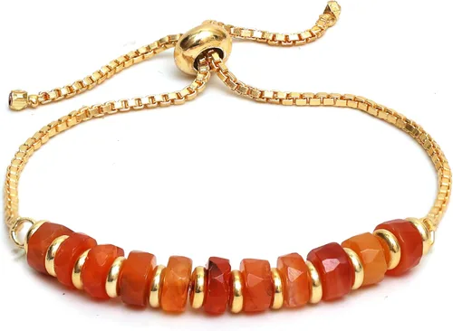 Miniatura 63 de Natural Heishi Beads With Spacers Slider Bracelet Gemstone Healing Jewelry With 14k Yellow Gold Plated 8- Inch Adjustable Length