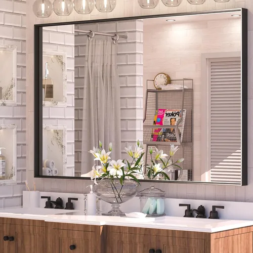 Miniatura 69 de Keonjinn - Espejo rectangular con marco negro para baño de 40 x 30 pulgadas, espejo de pared para sobre el lavabo, espejos de tocador de metal