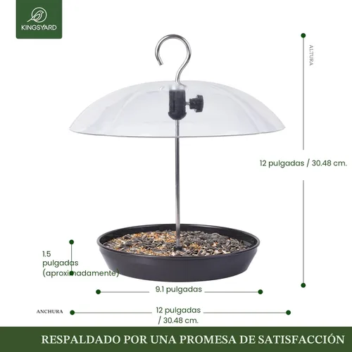 Miniatura 4 de Comedero para pájaros Kingsyard ajustable con plataforma para colgar al aire libre, comedero de bandeja de metal con parte superior abombada, atrae