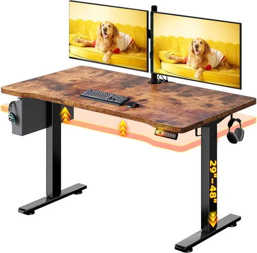 Miniatura 9 de EnHomee Escritorio para juegos con luces LED, escritorio de computadora eléctrico ajustable de altura de pie con 3 memorias preestablecidas