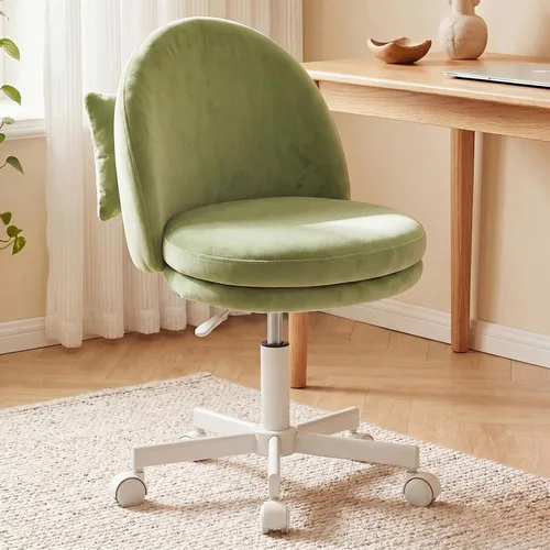 Miniatura 10 de GTRACING Silla de oficina alta de terciopelo con ruedas, sillas de tocador con respaldo, altura versátil: taburetes de oficina a bar, silla