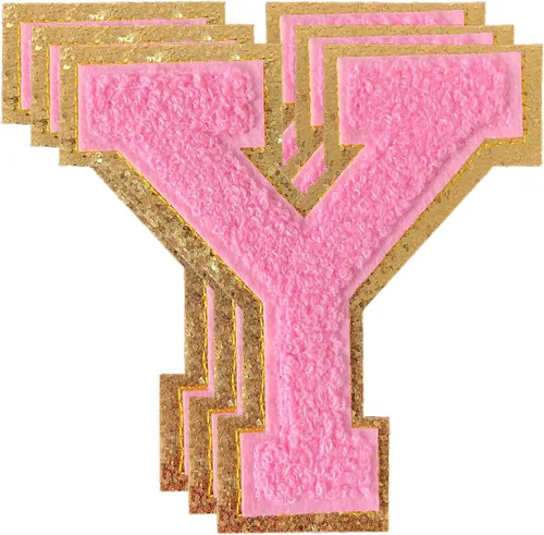 Miniatura 125 de 3 parches de números de chenilla negra, tamaño grande de 4-1/2" parches de números para planchar, parches universitarios para ropa, 8" Borde oro rosa
