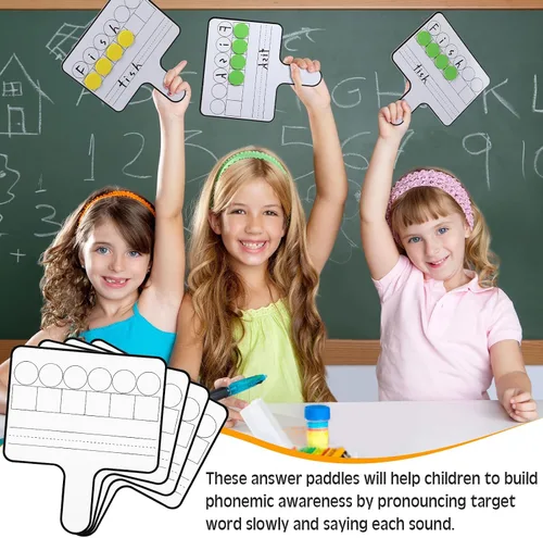 Miniatura 6 de Seajan Juego de 12 paletas educativas de borrado en seco, tablero de respuesta manual de doble cara con contadores magnéticos, discos de conciencia