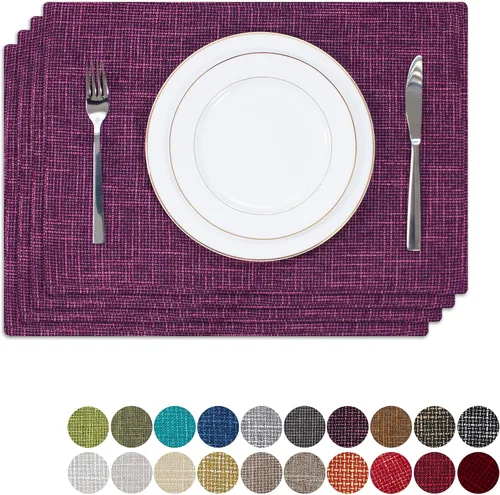 Miniatura 41 de Kevin Textile - Juego de 4 manteles individuales resistentes al calor, lavables, para fiestas, bufé, cenas, 13 x 19 pulgadas, color negro