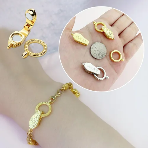 Miniatura 6 de OHINGLT Cierres y cierres magnéticos plegables de latón chapado en oro y plata de 18 quilates con convertidor de imán de bucle para hacer joyas